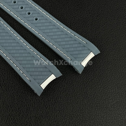 20mm For OMEGA Seamaster Aqua Terra Watch Silicone Rubber Strap Clasp Light Grey