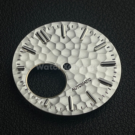 28.5mm Silver Honeycomb Texture Watch Dial Face For Seiko NH38 Movement
