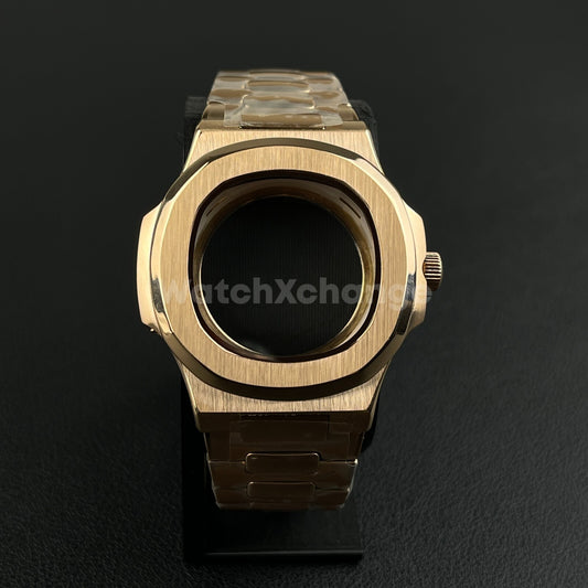 40mm Rose Gold Square Watch Case for Nautilus Style Watches NH35 NH36 Movements