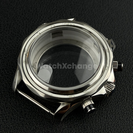 Seamaster 41mm Silver Stainless Steel Watch Case for VK63 Quartz Movement