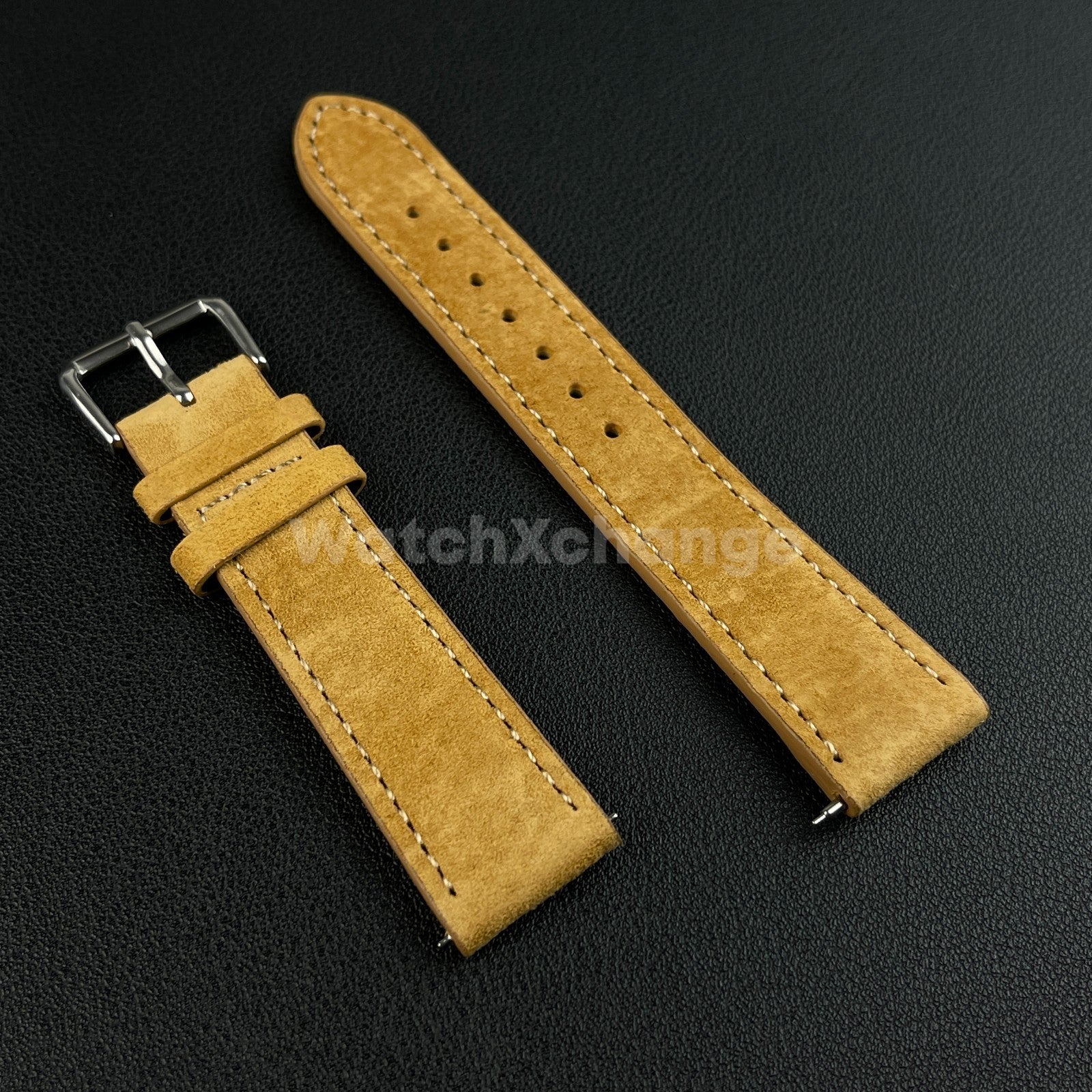 Light Brown Watch Strap Suede Leather Premium Quick Release Band 18 19 20 22mm