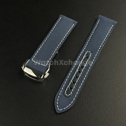 Blue Breathable Nylon Canvas Watch Band Strap Sport for Omega Seamaster 20mm