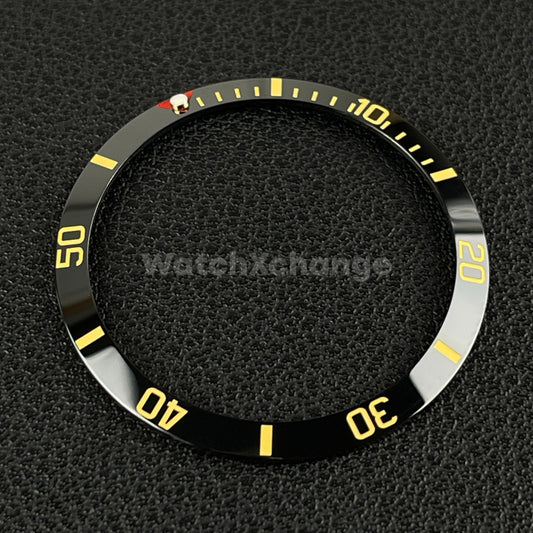 34mm Black & Yellow Ceramic SUB Bezel Insert For Seiko Rolex Tudor Divers Watch