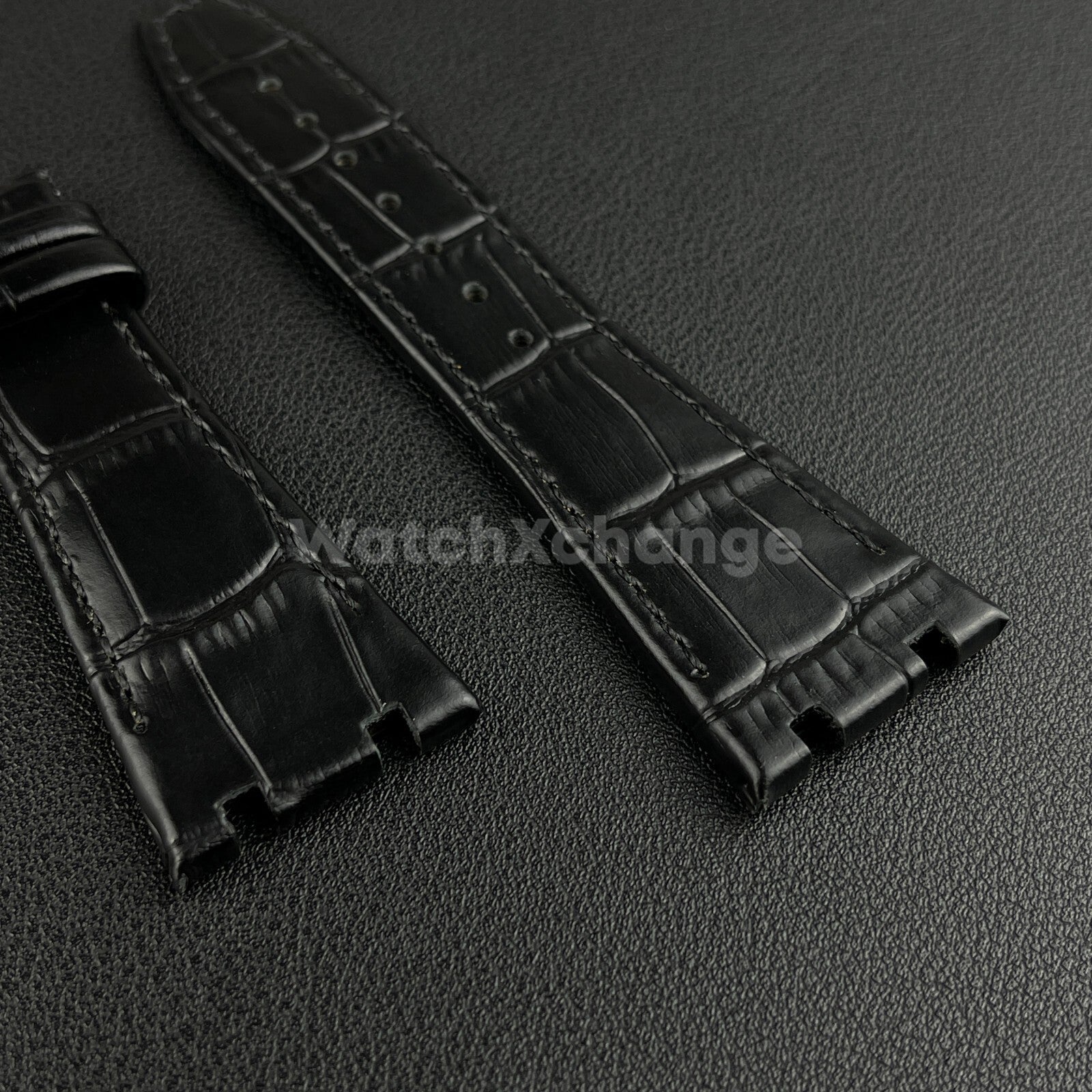 Black Leather Watchband For Audemars Piguet Royal Oak Offshore 15400 AP Strap