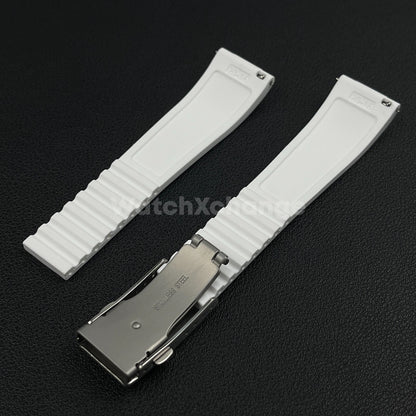 White Rubber Watch Strap Deployment Clasp Cut To Size Quick Release 20mm 22mm