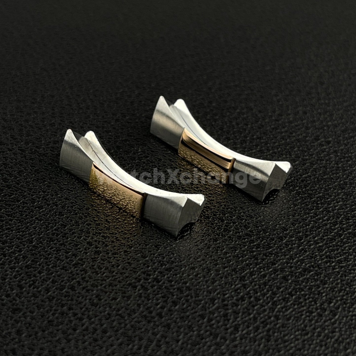 DEFECTIVE Silver & Rose Gold 20mm Curved End Links Watch Band Strap Two Tone