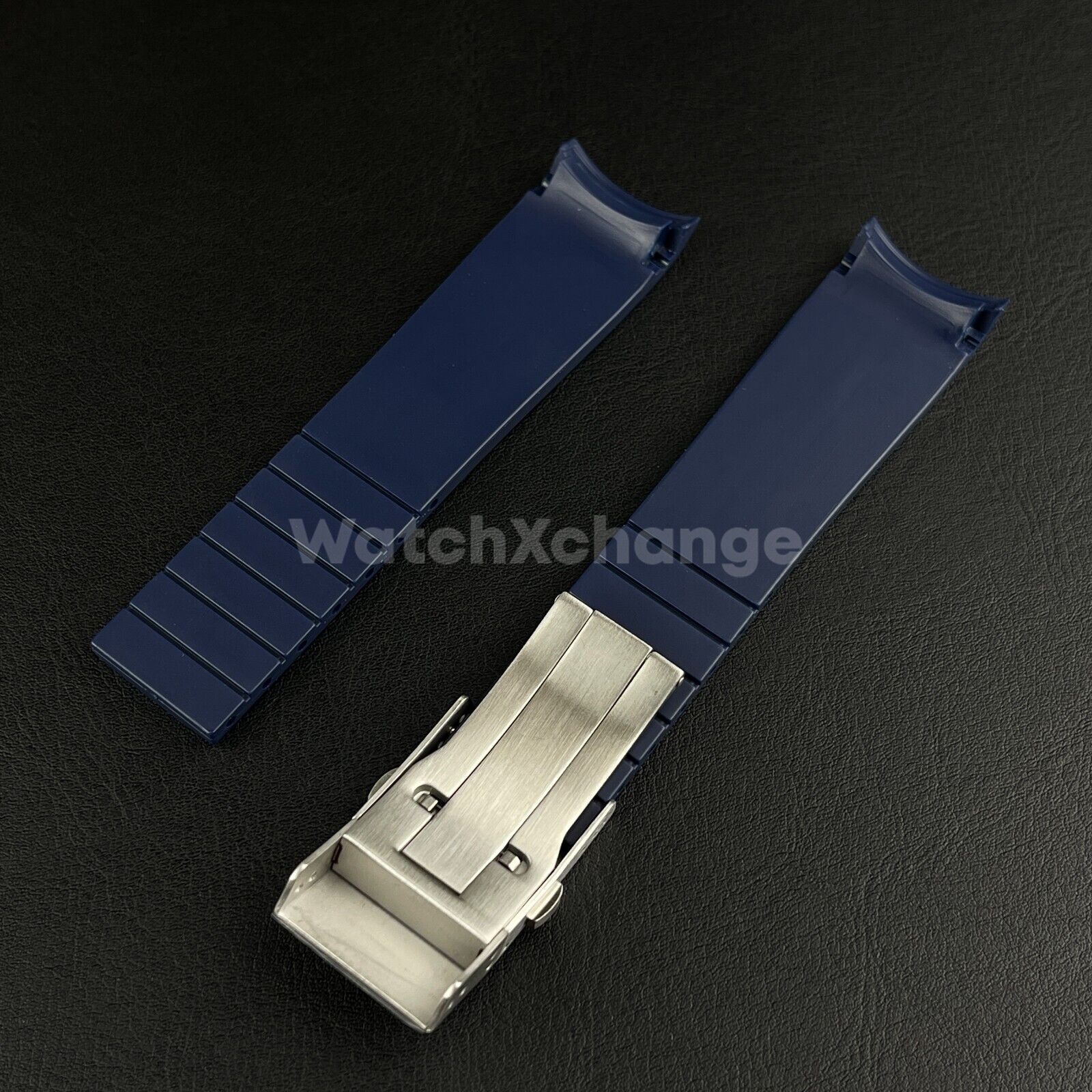 Blue Rubber Watch Strap For Longines Hydroconquest Deployment Clasp 21mm