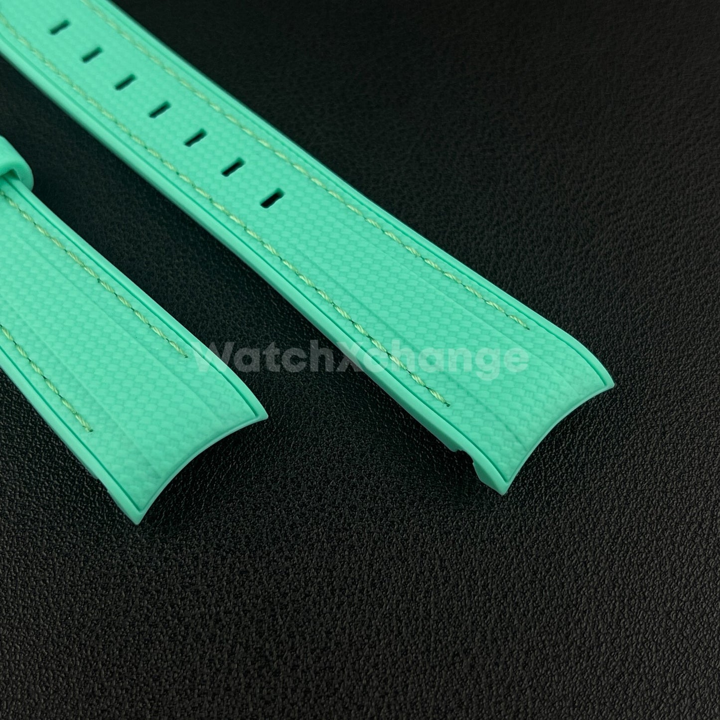 Cyan Green 20mm Silicone Rubber Curved End Watch Strap Band For Omega Rolex
