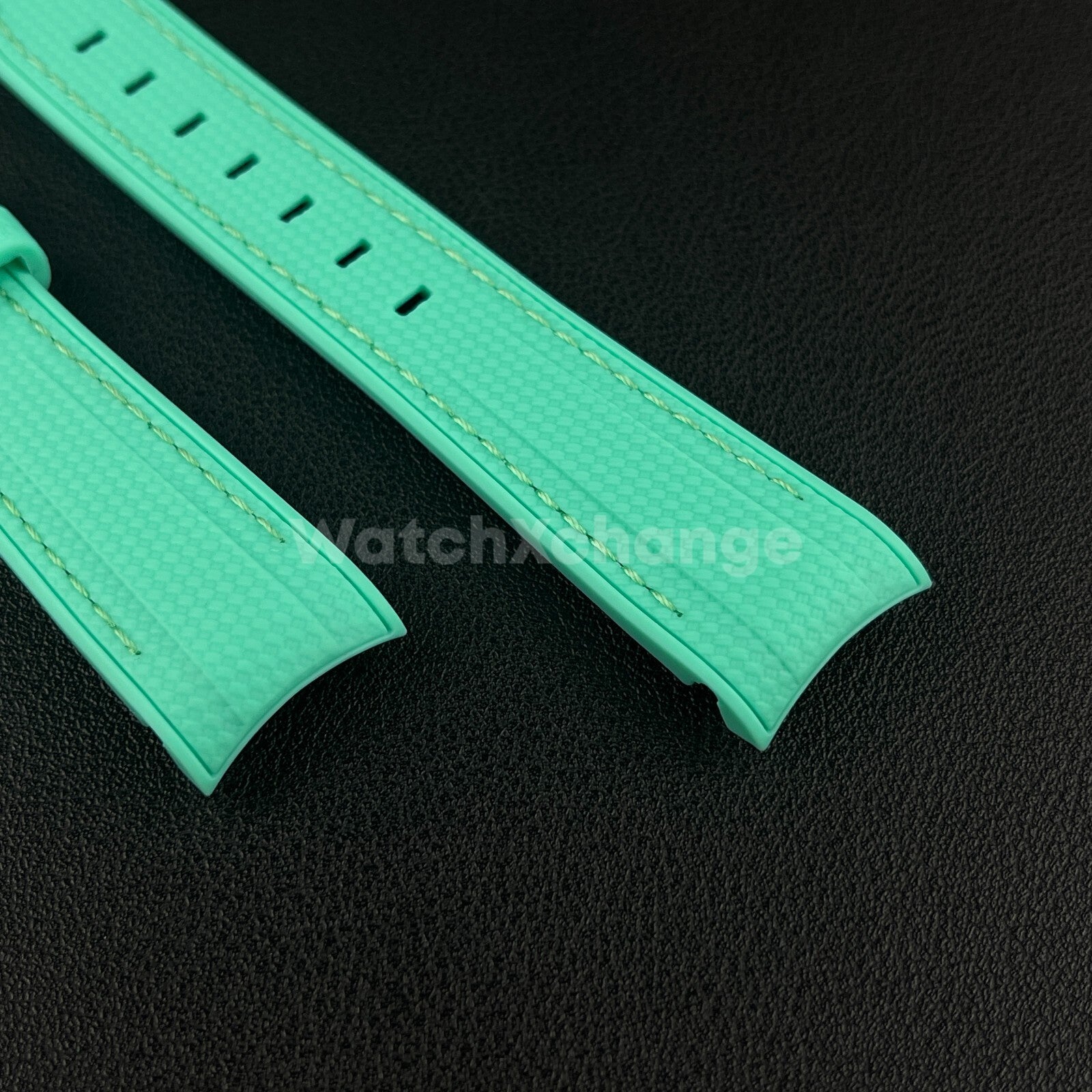 Cyan Green 20mm Silicone Rubber Curved End Watch Strap Band For Omega Rolex