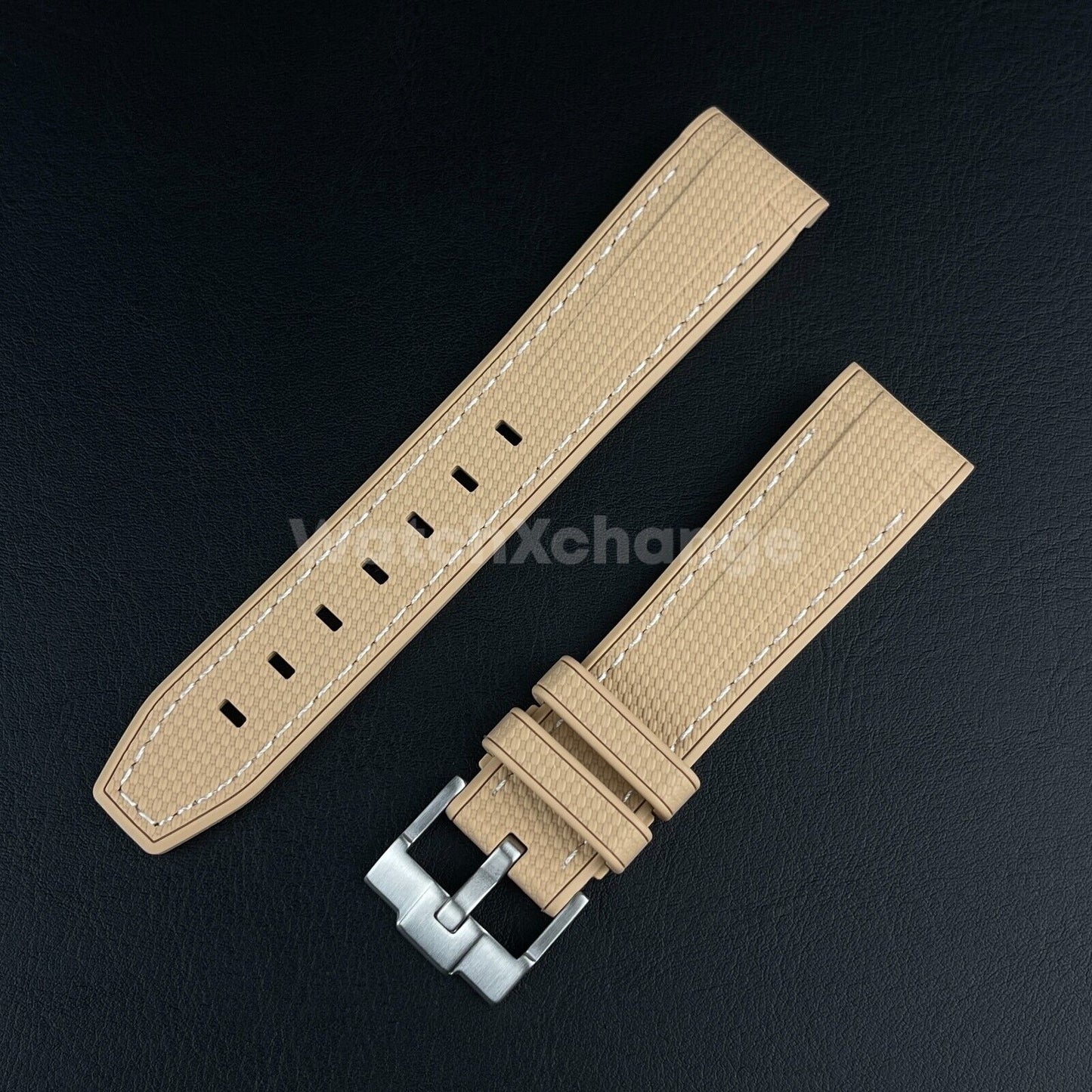 Light Brown 20mm Silicone Rubber Curved End Watch Strap Band For Omega Rolex