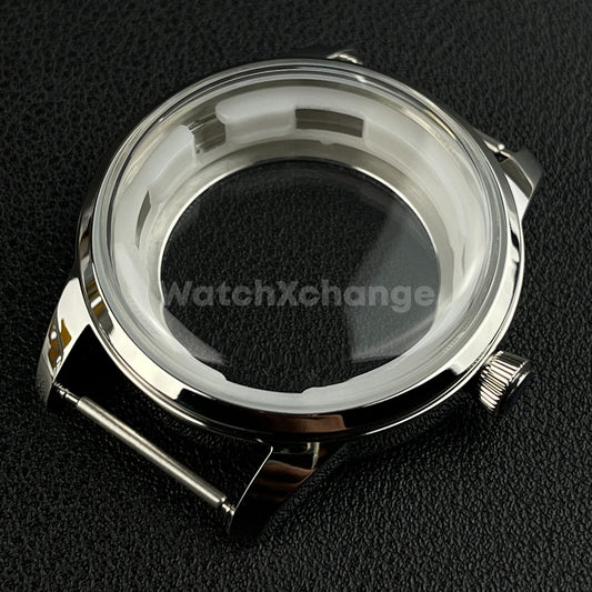 33mm Silver Cocktail Arched Glass Stainless Steel Watch Case For Seiko NH35 NH38