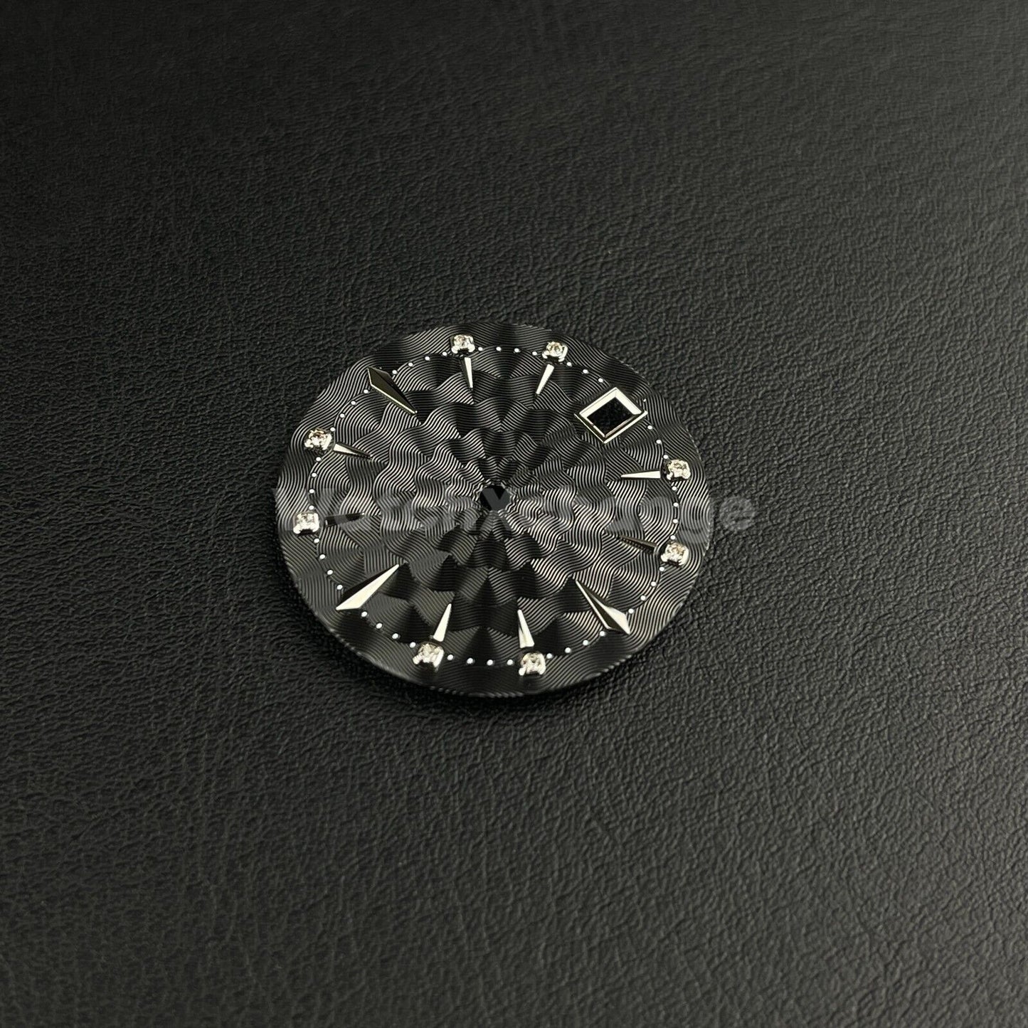 29mm Black Watch Dial Face Radial Pattern Diamond Scale for NH35/36 Movements