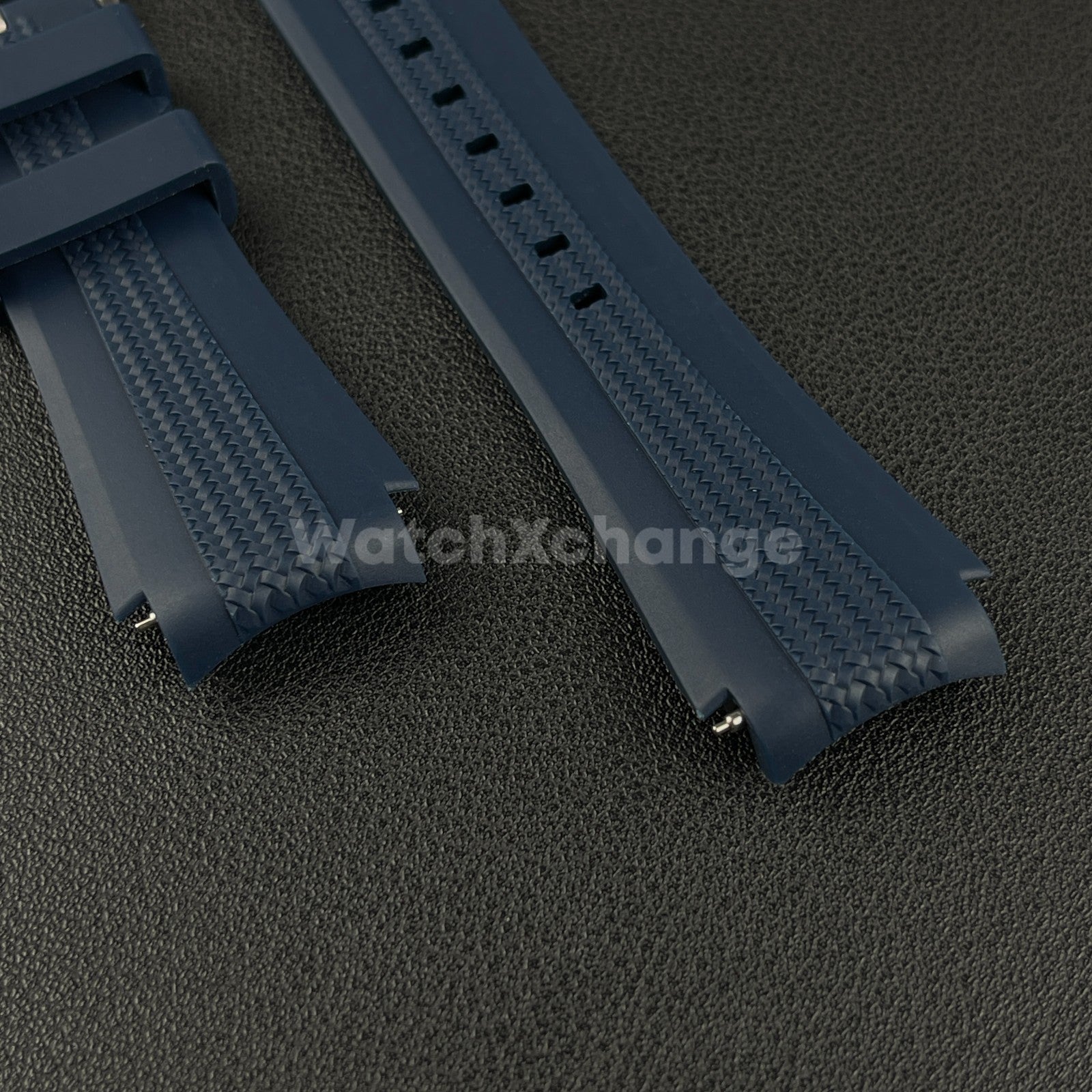 Navy Blue 20mm Silicone Rubber Curved End Watch Strap Band For Omega Rolex