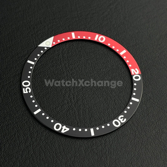 Black & Red 38mm Flat Aluminium Bezel Insert For Divers Watch Seiko Mod Turtle