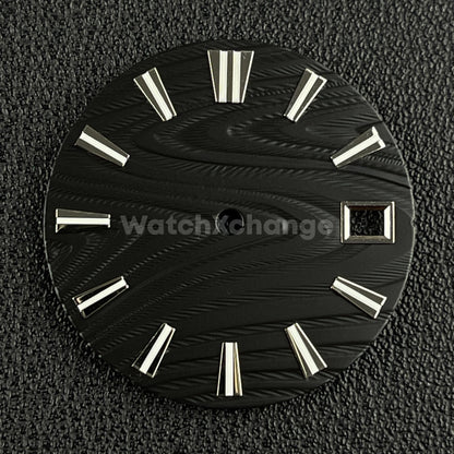 28.5mm Black Wood Texture Watch Dial Face for Seiko NH35 NH36 Movement