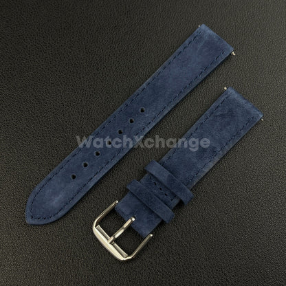 Navy Blue Watch Strap Suede Leather Premium Quick Release Band 18 19 20 22mm