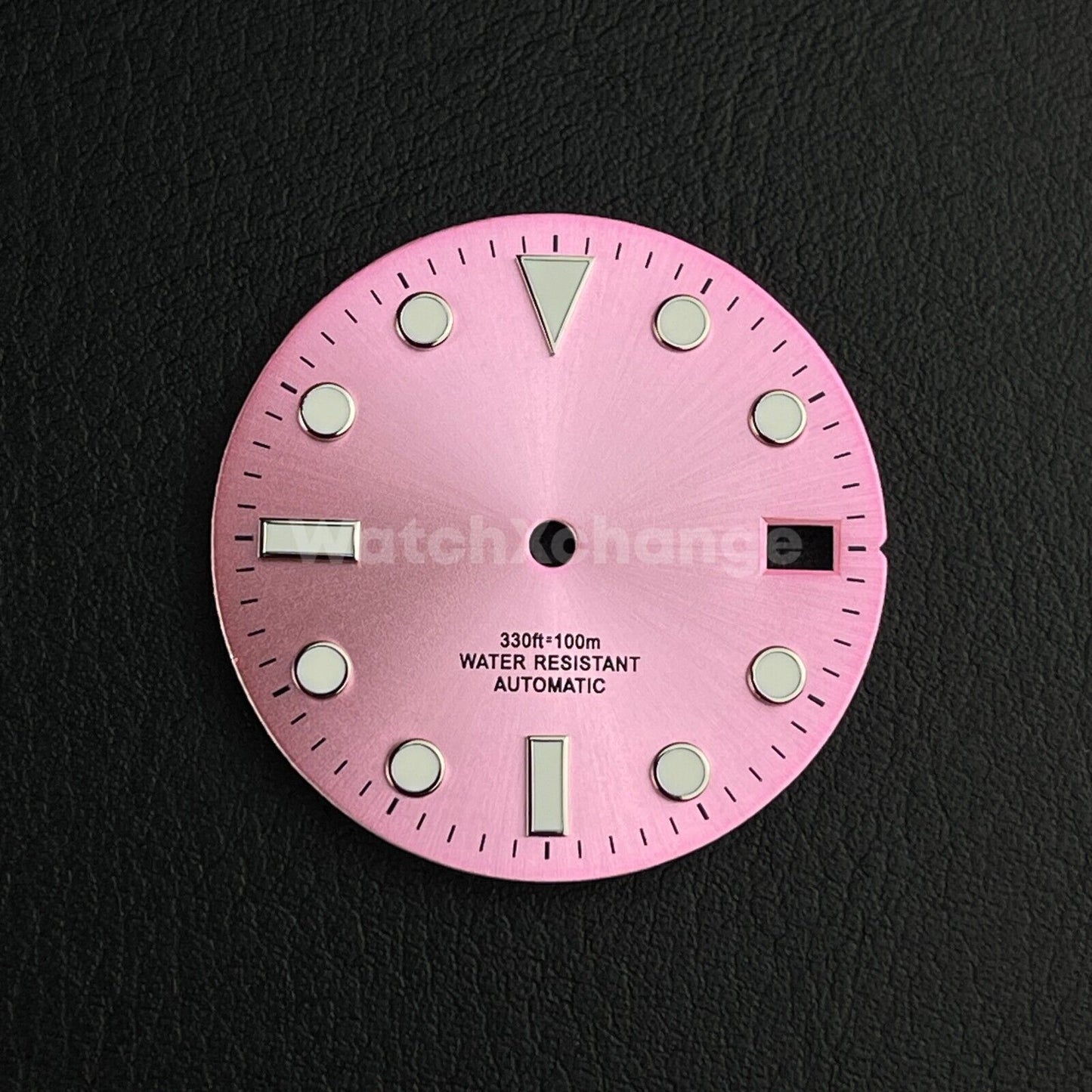 28.5mm Pink Watch Dial Green Luminous for SEIKO NH35 Watch Movement Parts