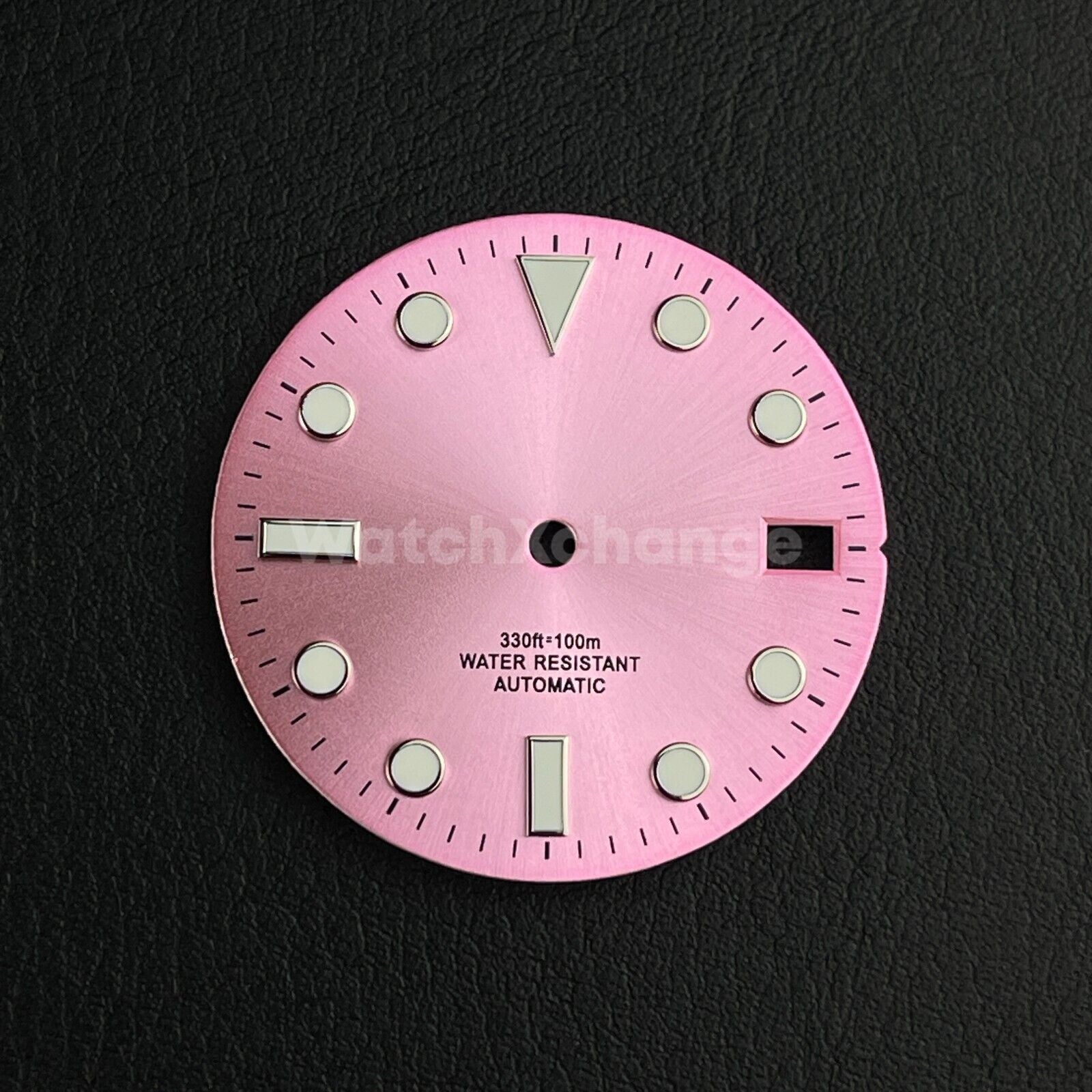 28.5mm Pink Watch Dial Green Luminous for SEIKO NH35 Watch Movement Parts