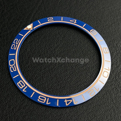 Blue Ceramic Bezel Insert 38mm GMT For Rolex Seiko SKX007 SKX009 SRPD Sloped