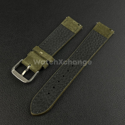 Green Watch Strap Suede Leather Premium Quick Release Band 18 19 20 22mm