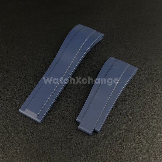 20mm 21mm Blue Silicone Rubber Watch Strap Band For Rolex OYSTERFLEX GMT