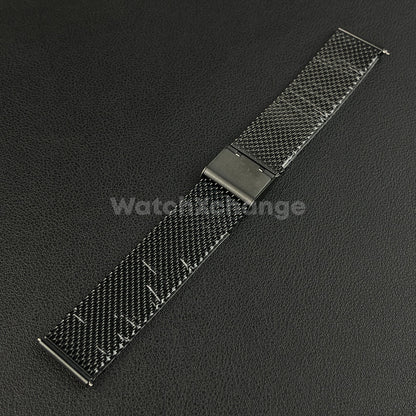 Black Milanese Mesh Watch Strap Band Steel Metal Quick Release 18mm - 24mm
