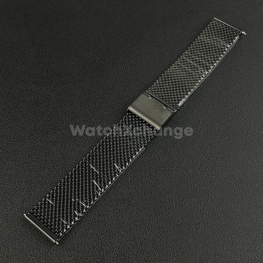 Black Milanese Mesh Watch Strap Band Steel Metal Quick Release 18mm - 24mm