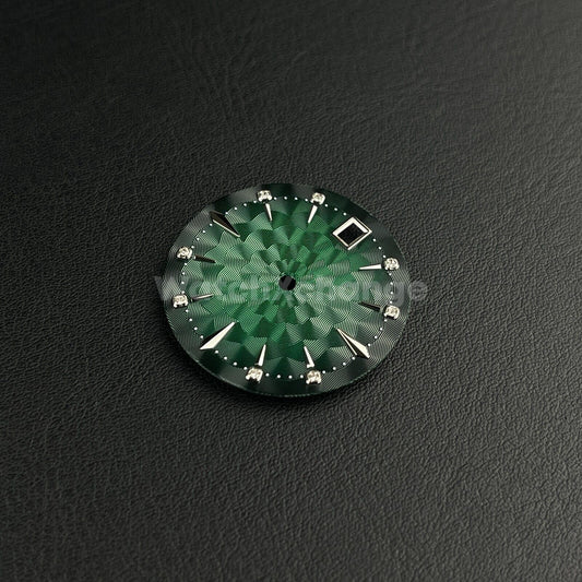 29mm Green Watch Dial Face Radial Pattern Diamond Scale for NH35/36 Movements