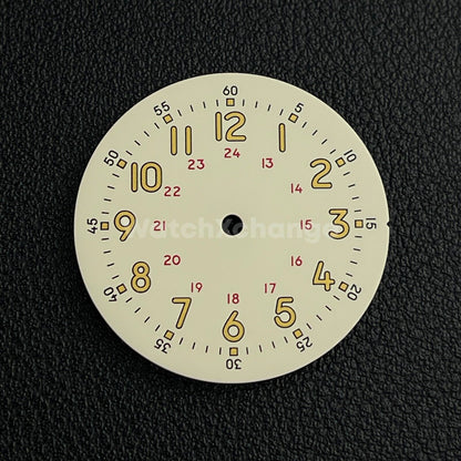 29mm Cream Watch Dial w/Green Luminous Replacement for NH35 NH36 Movement Parts