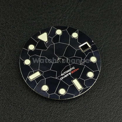 29mm Black Watch Dial Green Luminous for SEIKO NH35 NH36 Watch Movement Parts