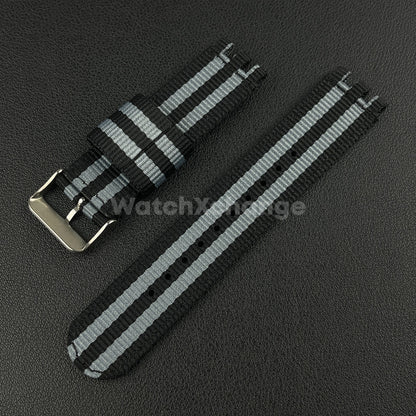 Black & Grey Nylon Strap For Swatch Canvas Watch Band Sport Wristband 17/19/20mm