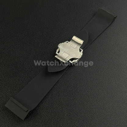 25mm Black Rubber Silicone Strap Band fit Cartier Santos Watches Clasp Buckle