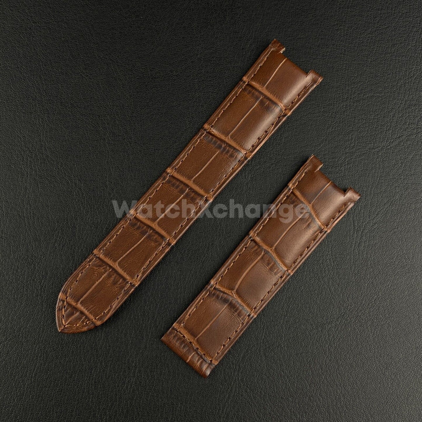 20mm Brown Genuine Leather Strap Band fit Cartier Pasha Watch