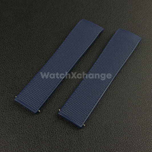 Blue Rubber Silicone Watch Strap For Longines Hydroconquest 21mm