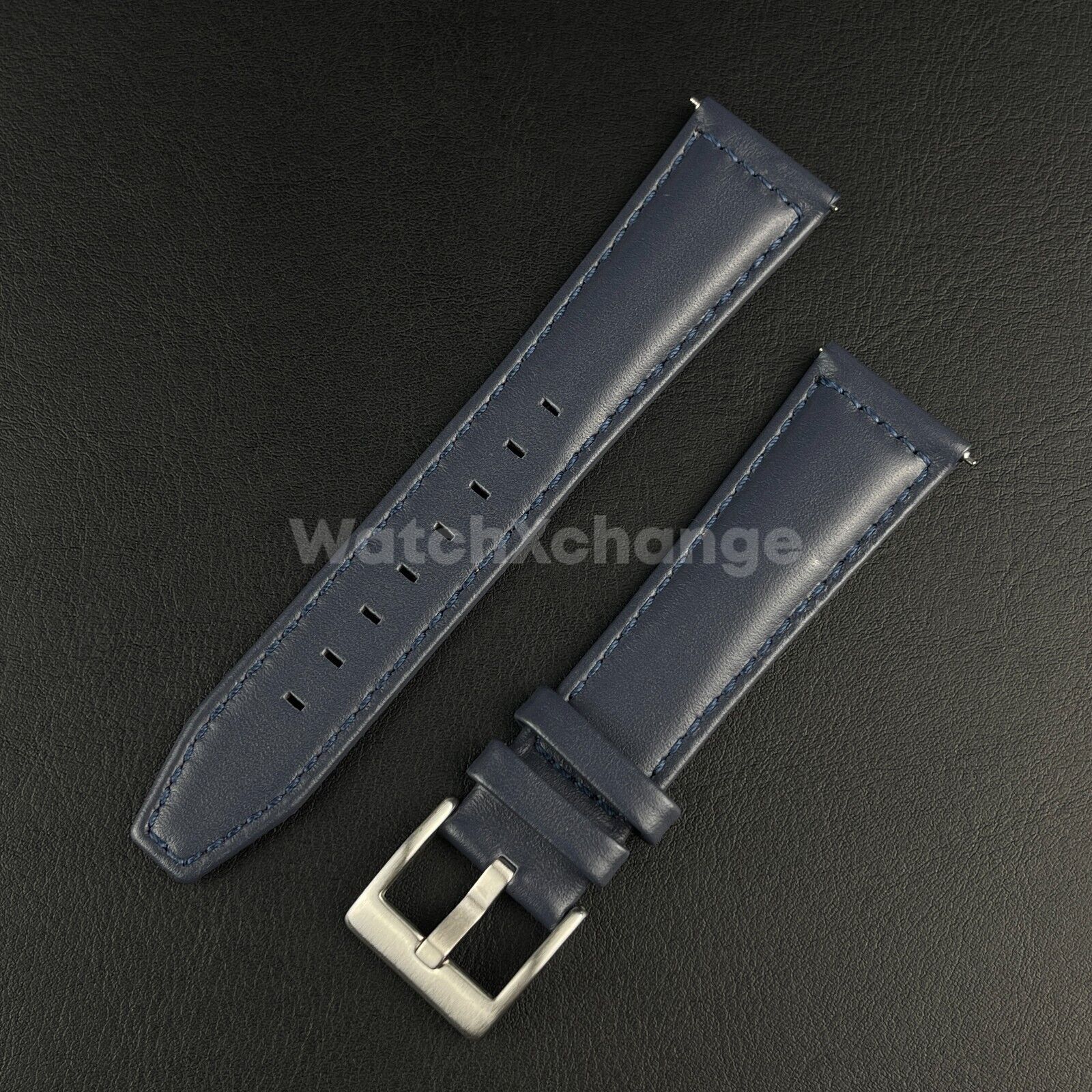 Blue Genuine Leather Watch Wrist Band Mens Strap 21/22mm Fit Longines Pioneer