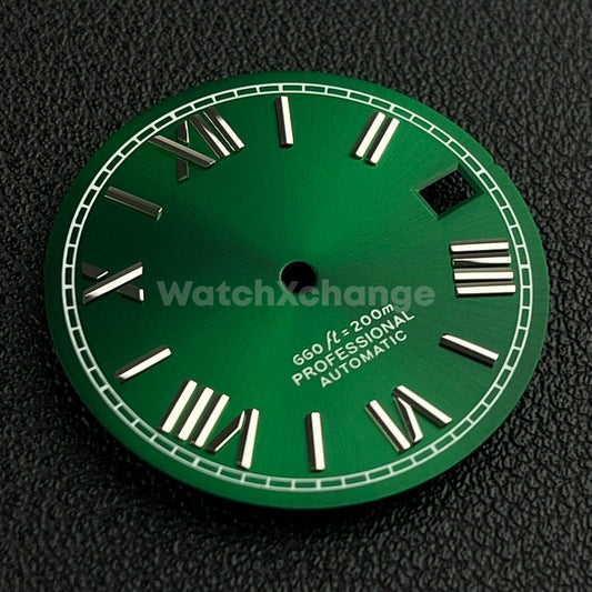 28.5mm Green Roman Numeral Watch Dial for SEIKO NH35 4R35 Movements