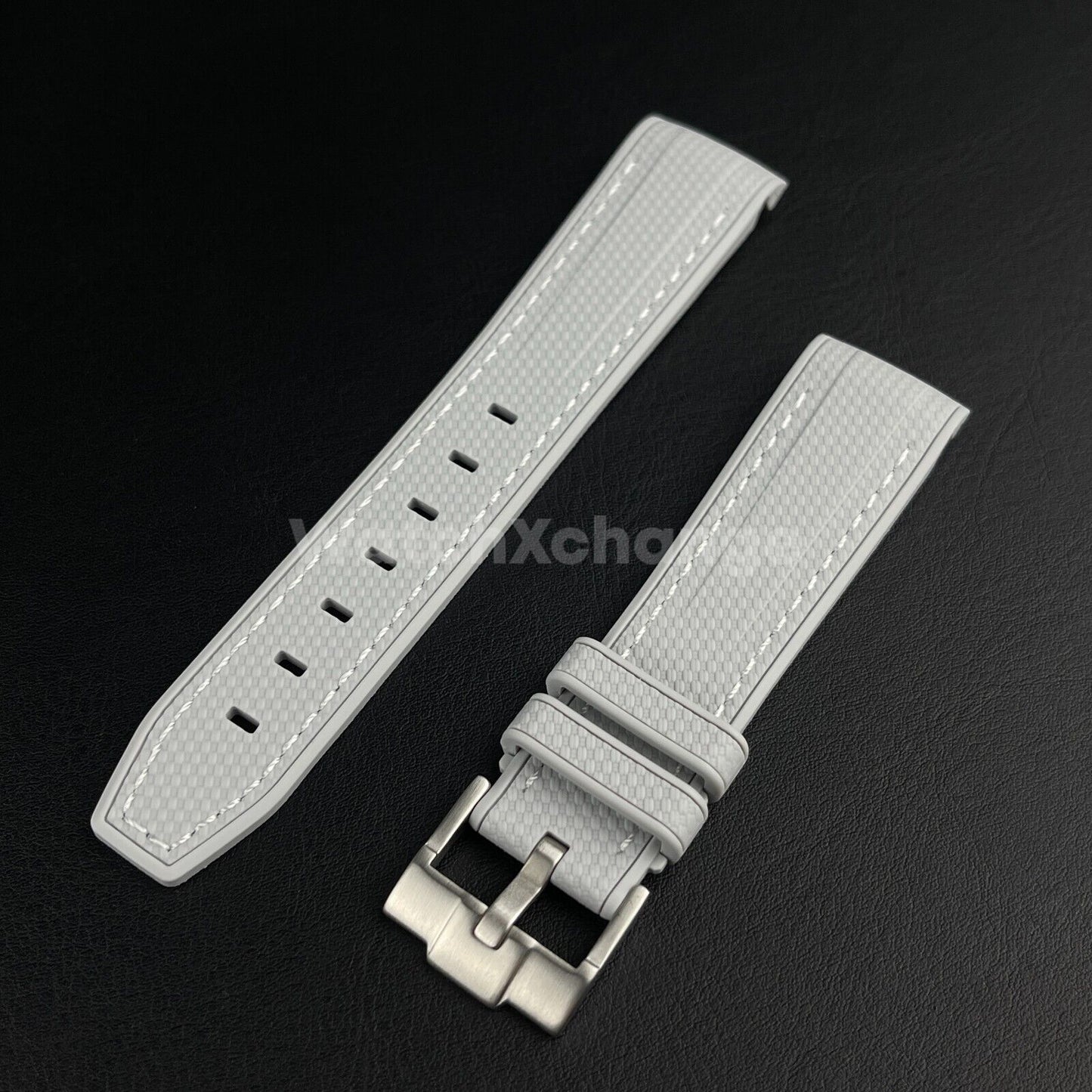 Light Grey 20mm Silicone Rubber Curved End Watch Strap Band For Omega Rolex