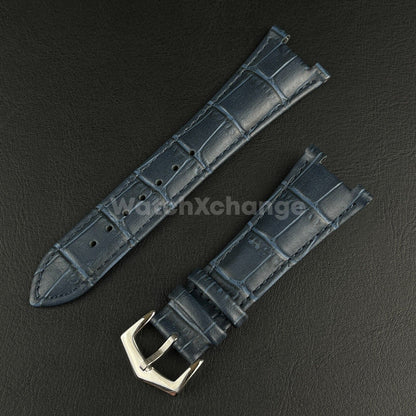 25mm Blue Leather Strap Band For Patek Philippe Nautilus Wrist Watch Clasp