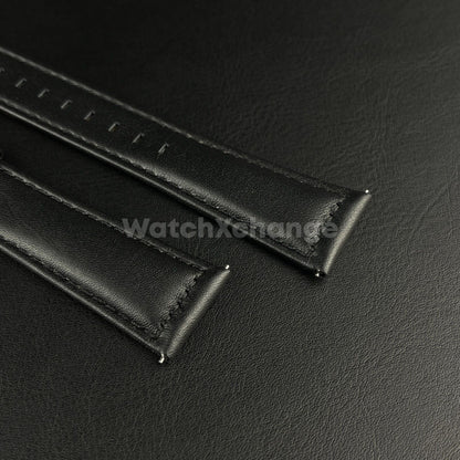 Black Genuine Leather Watch Wrist Band Mens Strap 21/22mm Fit Longines Pioneer