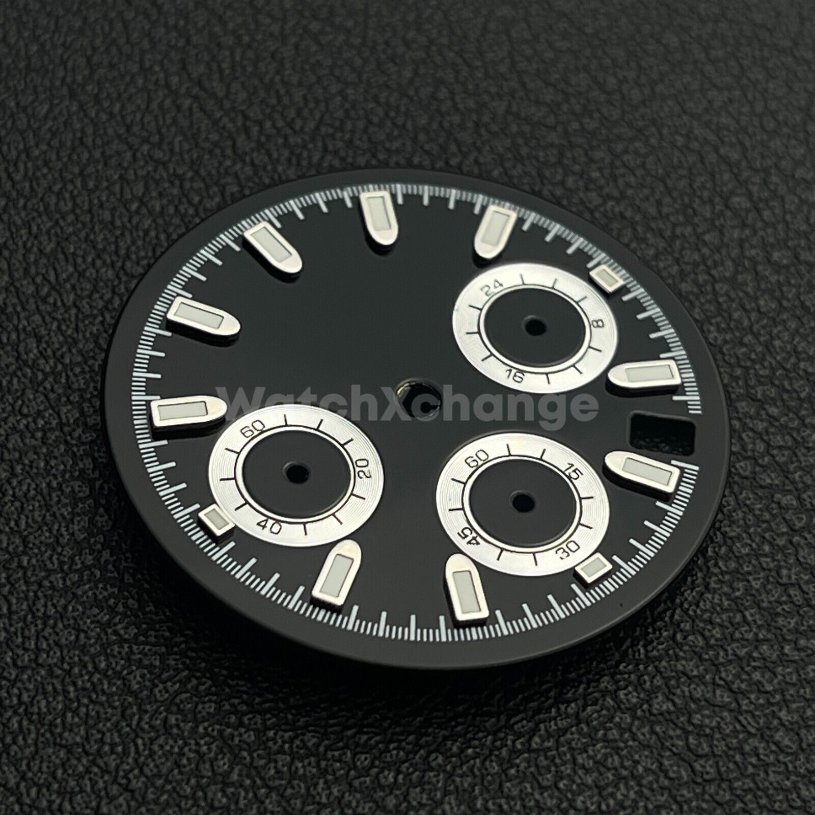 Black & Silver 30mm Modified Watch Dial Accessory for VK63 Quartz Movement