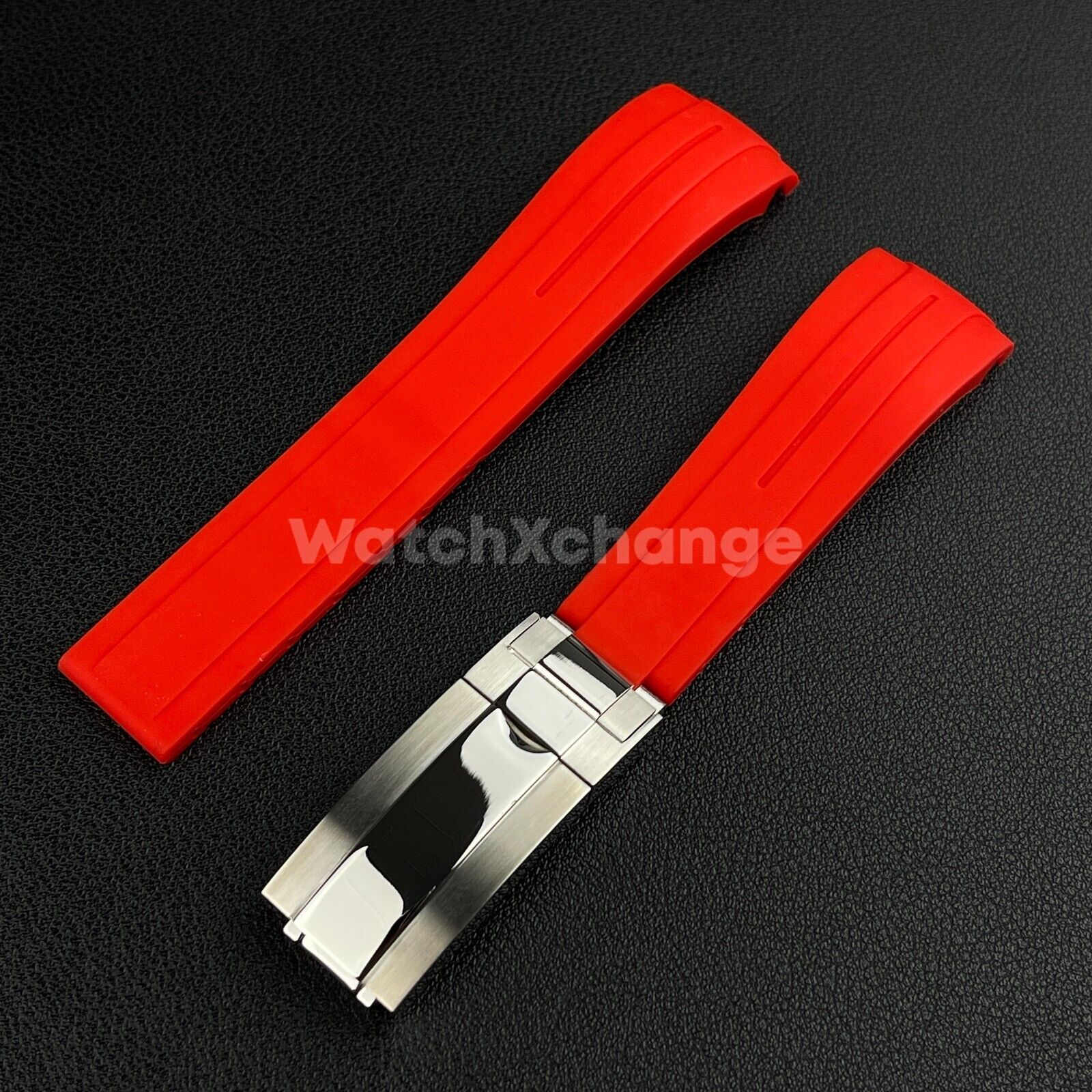 Replacement Submariner GMT 20mm Red Silicone Rubber Watch Strap Band For Rolex
