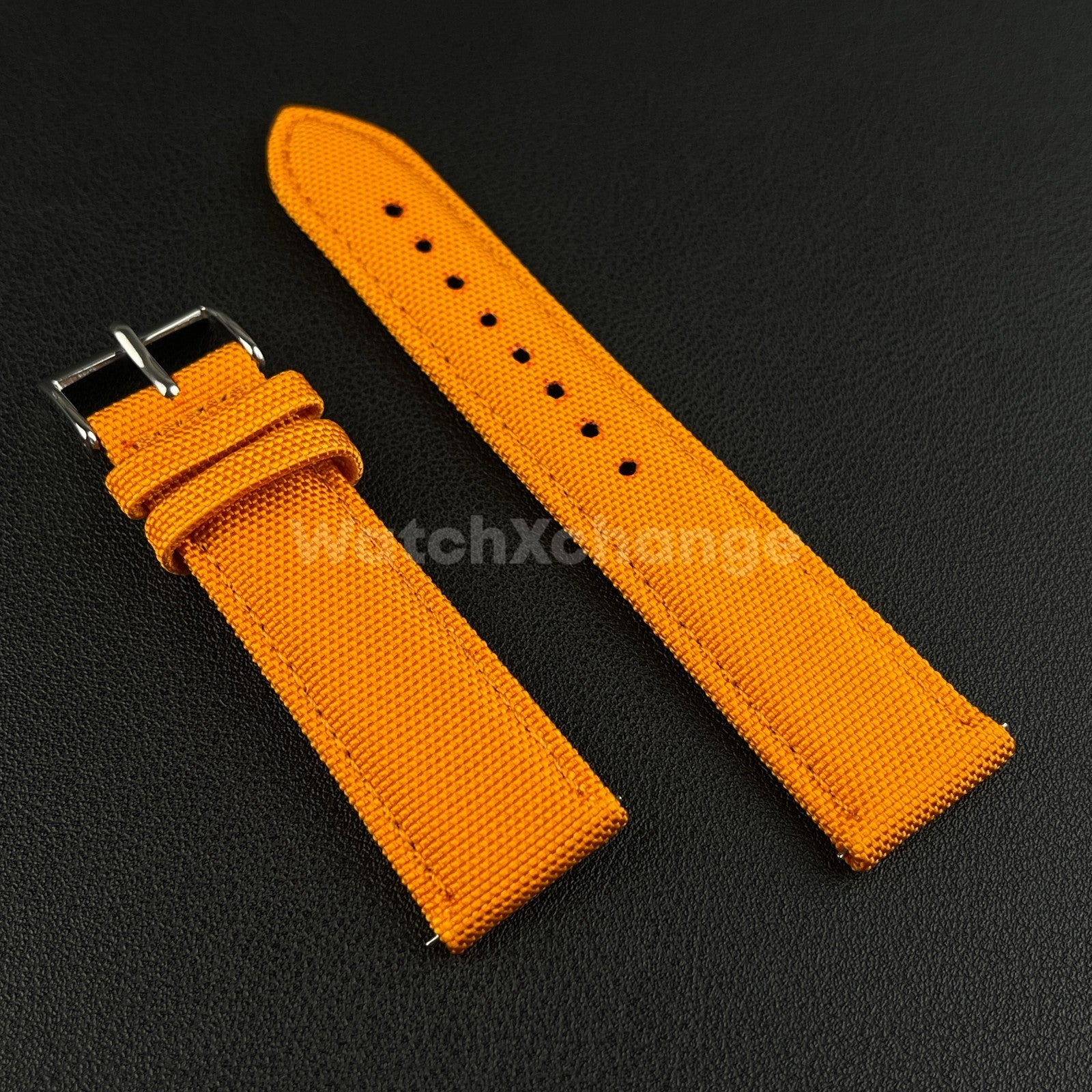 Orange Watch Strap Band Nylon Canvas Sailcloth Quick Release 20mm 22mm 24mm