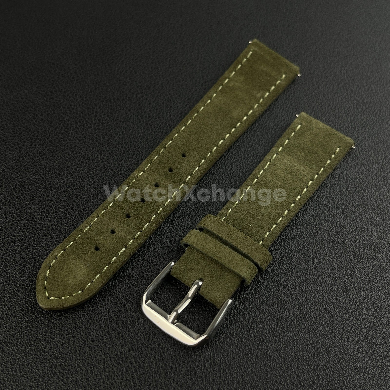 Green Watch Strap Suede Leather Premium Quick Release Band 18 19 20 22mm