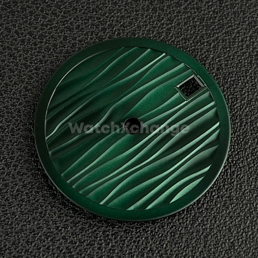 28.5mm Green Wave Texture Watch Dial Face for SEIKO NH35 NH36 Movements Parts