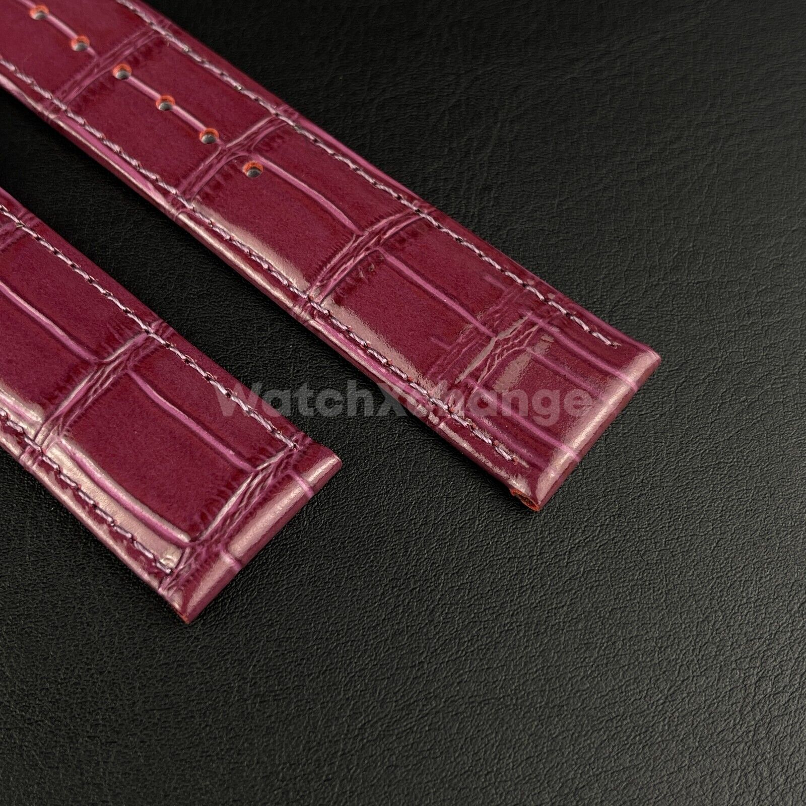 Purple Genuine Leather Universal Watch Strap Band Alligator Grain 20mm 22mm 24mm