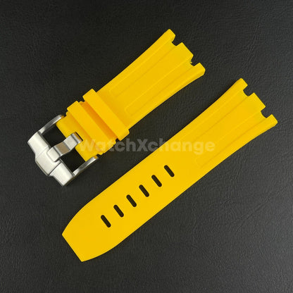 Yellow Audemars Piguet AP 28mm Royal Oak Silicone Rubber Watch Strap 15710 15703