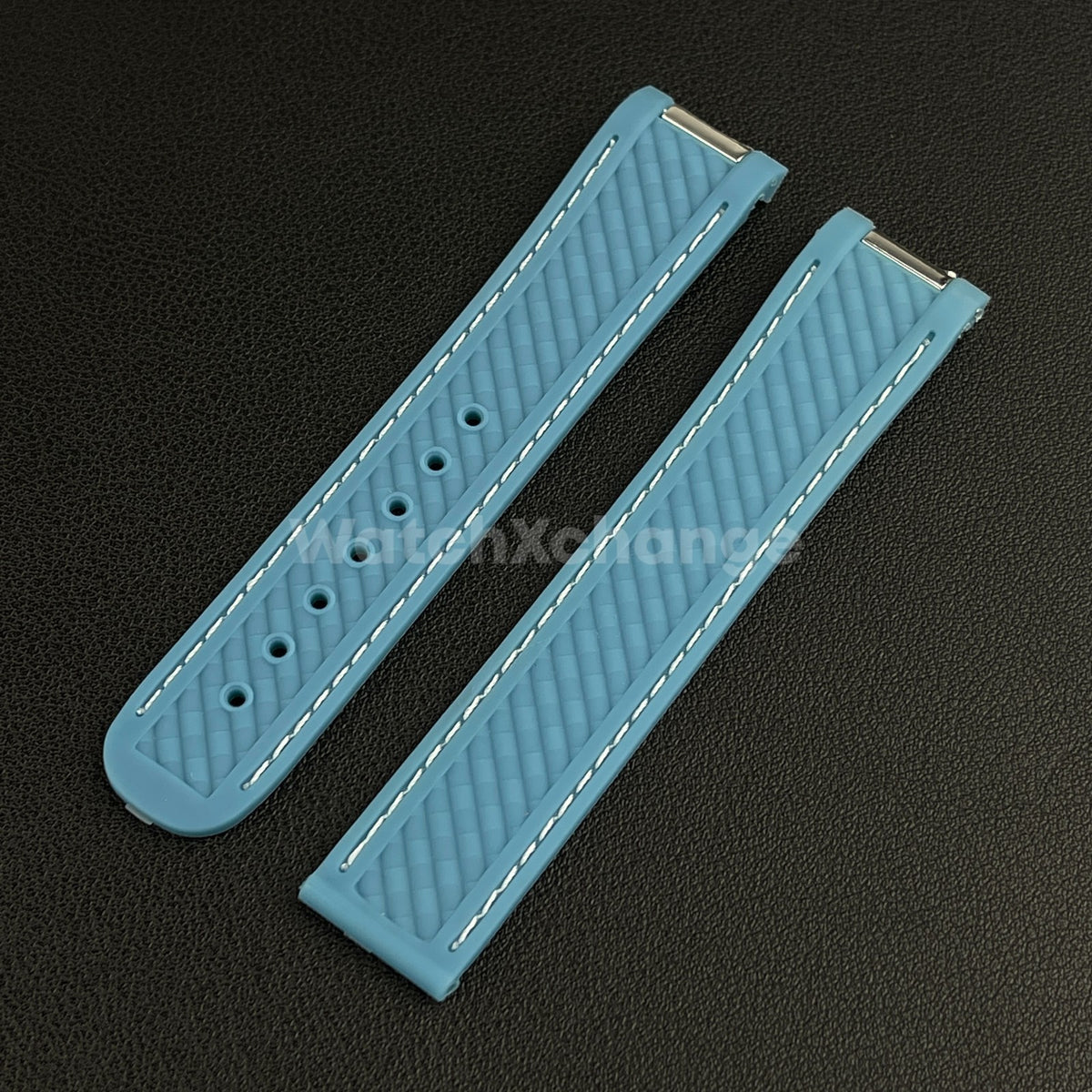20mm For OMEGA Seamaster Aqua Terra Watch Silicone Rubber Strap Clasp Light Blue
