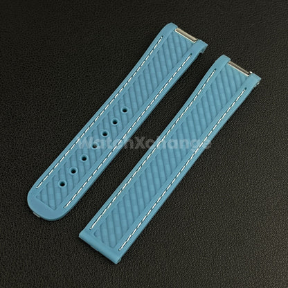 20mm For OMEGA Seamaster Aqua Terra Watch Silicone Rubber Strap Clasp Light Blue