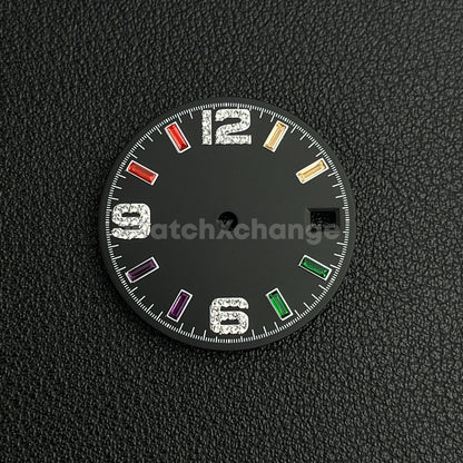 28.5mm Black Rainbow Sunburst Watch Dial for SEIKO NH35 NH36 Movement Parts