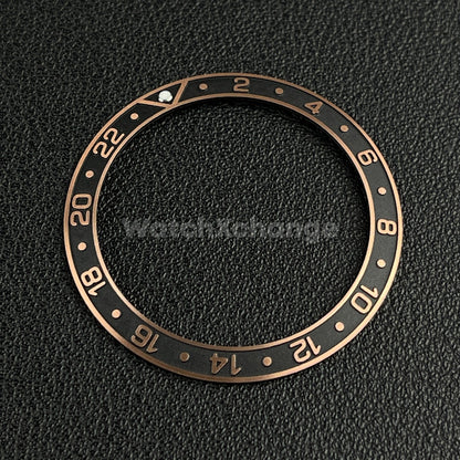 Black & Rose Gold 38mm Sloping Bezel Insert For Watch Seiko Rolex SKX007 SRPD